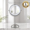 image:imageOVENTE 7 Lighted Tabletop Makeup Mirror 1X amp 7X Magnifier Spinning Double Sided Round LED Great for Vanity Bath amp Bedroom Battery Powered Polished Chrome MCT70CH1X7X Pack of 2Polished Chrome