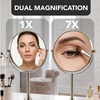 image:imageOVENTE 7 Lighted Tabletop Makeup Mirror 1X amp 7X Magnifier Spinning Double Sided Round LED Great for Vanity Bath amp Bedroom Battery Powered Polished Chrome MCT70CH1X7X Pack of 2Nickel Brushed