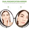 image:imageOVENTE 7 Lighted Tabletop Makeup Mirror 1X amp 7X Magnifier Spinning Double Sided Round LED Great for Vanity Bath amp Bedroom Battery Powered Polished Chrome MCT70CH1X7X Pack of 2Antique Bronze