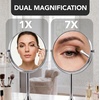 image:imageOVENTE 7 Lighted Tabletop Makeup Mirror 1X amp 7X Magnifier Spinning Double Sided Round LED Great for Vanity Bath amp Bedroom Battery Powered Polished Chrome MCT70CH1X7X Pack of 2Polished Chrome