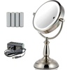 image:imageOVENTE 8 Lighted Tabletop Mount Makeup Mirror Nickel Brushed MPT75BR1X5XNickel Brushed
