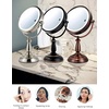 image:imageOVENTE 8 Lighted Tabletop Mount Makeup Mirror Nickel Brushed MPT75BR1X5XNickel Brushed