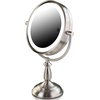 image:imageOVENTE 8 Lighted Tabletop Mount Makeup Mirror Nickel Brushed MPT75BR1X5XNickel Brushed