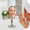 image:imageOVENTE 8 Lighted Tabletop Mount Makeup Mirror Nickel Brushed MPT75BR1X5XNickel Brushed