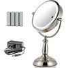 image:imageOVENTE 8 Lighted Tabletop Mount Makeup Mirror Nickel Brushed MPT75BR1X5XNickel Brushed