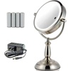 image:imageOVENTE 8 Lighted Tabletop Mount Makeup Mirror Nickel Brushed MPT75BR1X5XNickel Brushed