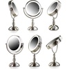 image:imageOVENTE 8 Lighted Tabletop Mount Makeup Mirror Nickel Brushed MPT75BR1X5XNickel Brushed