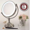 image:imageOVENTE 9 Lighted Tabletop Vanity Makeup Mirror Nickel Brushed MGT95BR1X5X