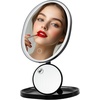 image:imageOVENTE 9 Rechargeable Lighted Tabletop Vanity Makeup Mirror White MOT22WBlack