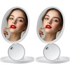 image:imageOVENTE 9 Rechargeable Lighted Tabletop Vanity Makeup Mirror White MOT22WWhite