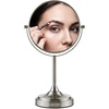 image:imageOVENTE 7 Lighted Tabletop Makeup Mirror 1X amp 7X Magnifier Spinning Double Sided Round LED Great for Vanity Bath amp Bedroom Battery Powered Polished Chrome MCT70CH1X7X Pack of 2Nickel Brushed