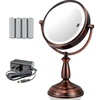 image:imageOVENTE 8 Lighted Tabletop Mount Makeup Mirror Nickel Brushed MPT75BR1X5XAntique Copper