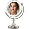image:imageOVENTE 9 Lighted Tabletop Vanity Makeup Mirror Nickel Brushed MGT95BR1X5X