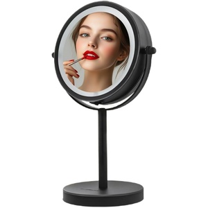 image:imageOVENTE 6 Lighted Tabletop Round Vanity Mirror Antique Bronze MLT60ABZ1X7XBlack