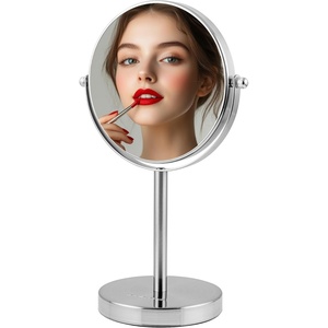 image:imageOVENTE 6 Lighted Tabletop Round Vanity Mirror Antique Bronze MLT60ABZ1X7XNickel Brushed