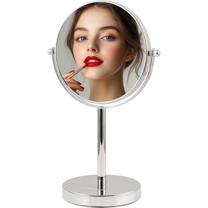 image:imageOVENTE 6 Lighted Tabletop Round Vanity Mirror Antique Bronze MLT60ABZ1X7XPolished Chrome
