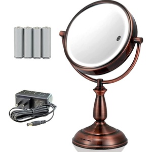 image:imageOVENTE 8 Lighted Tabletop Mount Makeup Mirror Nickel Brushed MPT75BR1X5XAntique Copper