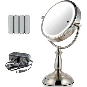 image:imageOVENTE 8 Lighted Tabletop Mount Makeup Mirror Nickel Brushed MPT75BR1X5XNickel Brushed