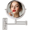 image:imageOVENTE 9 Wall Mounted Makeup Mirror Nickel Brushed MNLFW90BR1X10XNickel Brushed