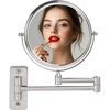 image:imageOVENTE 9 Wall Mounted Makeup Mirror Nickel Brushed MNLFW90BR1X10XNickel Brushed