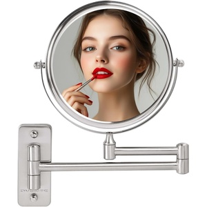 image:imageOVENTE 9 Wall Mounted Makeup Mirror Nickel Brushed MNLFW90BR1X10XNickel Brushed