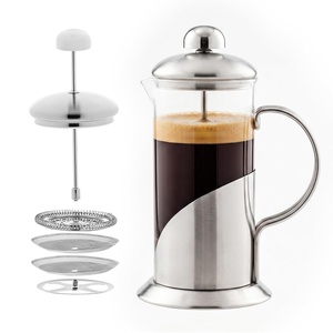 image:imageOVENTE 12oz French Press Coffee Maker with 4 Filters System Silver FSL12S12 Ounce