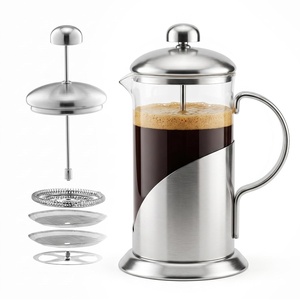 image:imageOVENTE 12oz French Press Coffee Maker with 4 Filters System Silver FSL12S20 Ounce