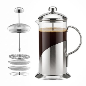 image:imageOVENTE 12oz French Press Coffee Maker with 4 Filters System Silver FSL12S34 Ounce