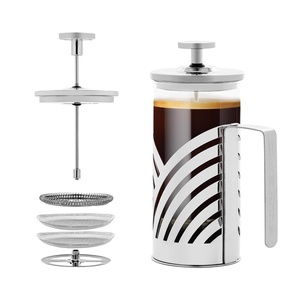 image:imageOVENTE French Press Coffee Maker 12oz with 4 Filters System Silver FSD12P12 Ounce