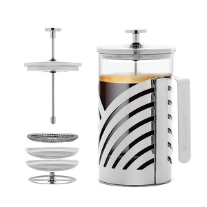 image:imageOVENTE French Press Coffee Maker 12oz with 4 Filters System Silver FSD12P27 Ounce