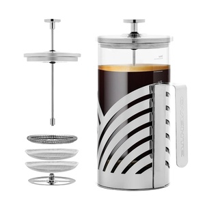 image:imageOVENTE French Press Coffee Maker 12oz with 4 Filters System Silver FSD12P34 Ounce