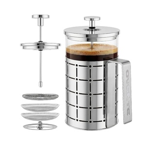image:imageOVENTE French Press Coffee Maker 34oz with 4 Filters System Silver FSS34P27 Ounce