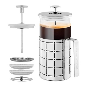 image:imageOVENTE French Press Coffee Maker 34oz with 4 Filters System Silver FSS34P34 Ounce