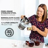 image:imageOVENTE 17L Double Wall Glass Electric Kettle Water Boiler Silver KG912SSilver Black