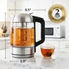 image:imageOVENTE 17L Glass Electric Kettle with Tea Infuser Silver KD68SBrushed Silver