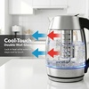 image:imageOVENTE 17L Glass Electric Kettle with Tea Infuser Silver KD68SBrushed Stainless