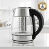 image:imageOVENTE 17L Glass Electric Kettle with Tea Infuser Silver KD68SBrushed Stainless