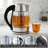 image:imageOVENTE 17L Glass Electric Kettle with Tea Infuser Silver KD68SBrushed Stainless