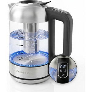 image:imageOVENTE 17L Glass Electric Kettle with Tea Infuser Silver KD68SBrushed Silver