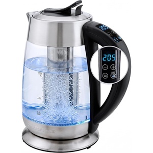 image:imageOVENTE 17L Glass Electric Kettle with Tea Infuser Silver KD68SSilver