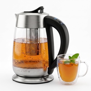 image:imageOVENTE 17L Glass Electric Kettle with Tea Infuser Silver KD68SSilver Black