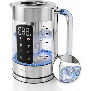 image:imageOVENTE 17L Glass Electric Kettle with Tea Infuser Silver KD68SSilver Stainless