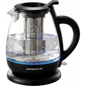 image:imageOVENTE 1L Glass Electric Kettle with Tea Infuser Black KG151B
