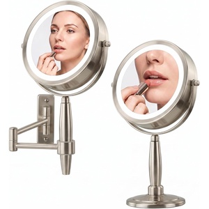 image:imageOVENTE 9 Lighted Magnifying Makeup Mirror Polished Chrome MFM85CH1X5XNickle Brushed